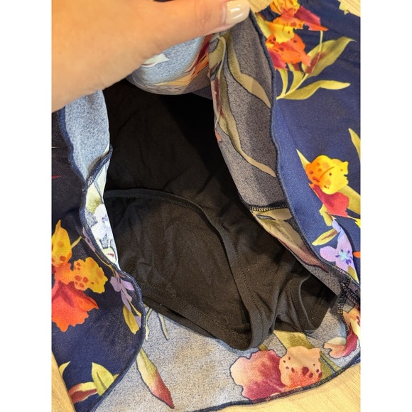 Vintage Jantzen Swim Skort Bathing Suit Sz 12 Navy Floral Tropical Hawaiian Surf - Picture 6 of 7